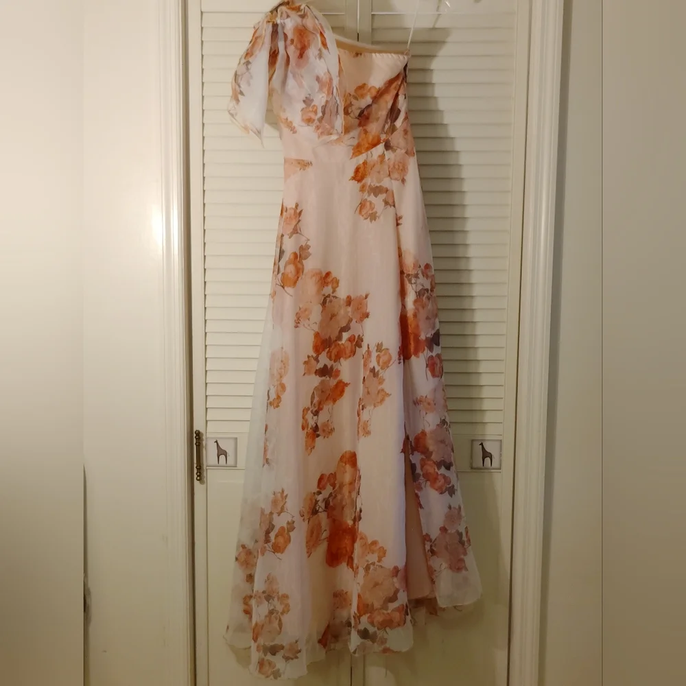 SHEIN Floral Maxi Dress - Orange and Cream - Picture 3 of 11